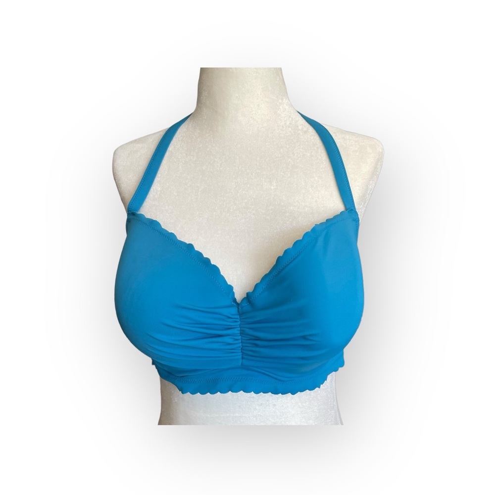 Victoria’s Secret Halter Style Blue Bikini Top Size 38D Underwire Light Padding